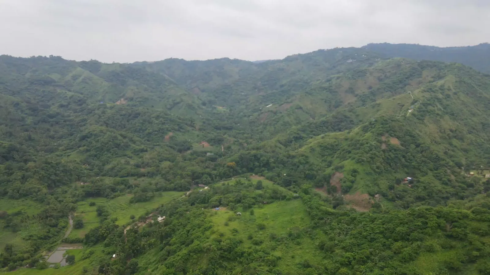 Wide aerial view of the Tanay upland range